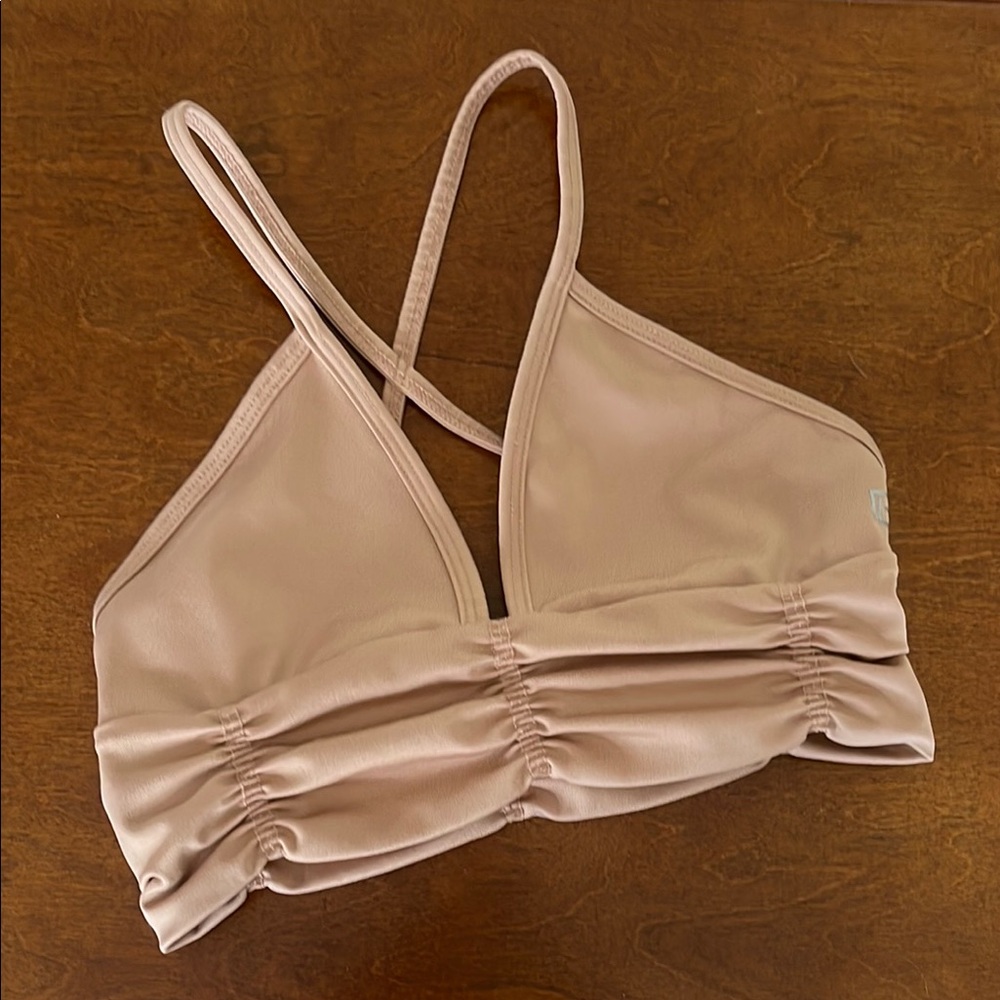 Beige Strappy Ruched Band Bralette
